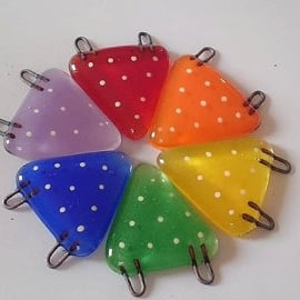 Mini Fused Glass Rainbow Bunting, garden or home decor, desk decoration