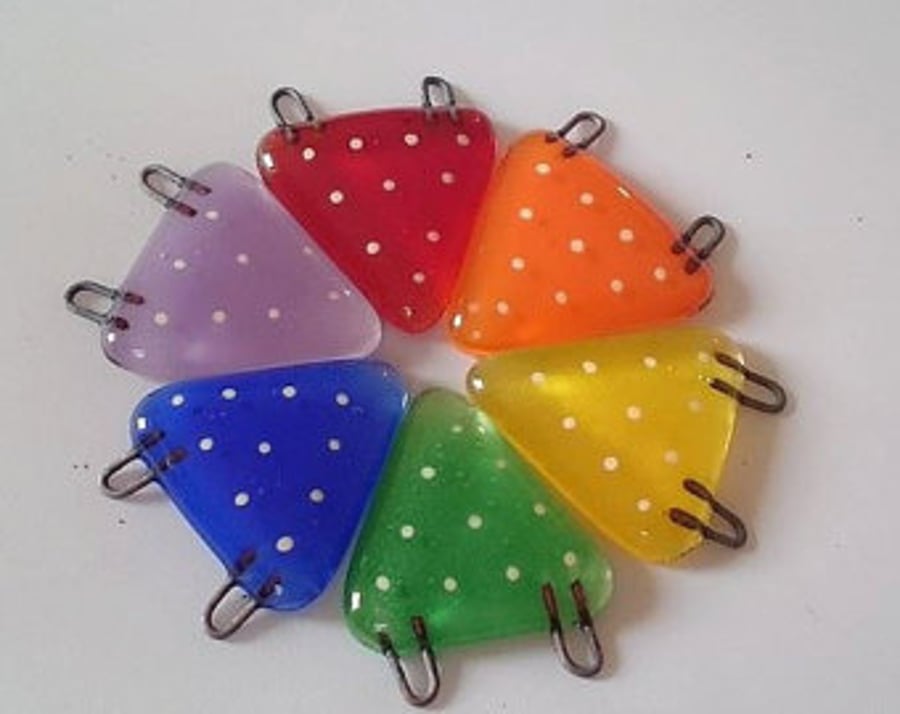 Mini Fused Glass Rainbow Bunting, garden or home decor, desk decoration