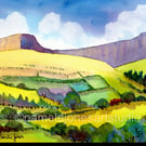 Pen Y Fan, The Brecon Beacons, Original Watercolour in 14 x 11 '' Mount
