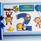 Monkey second birthday guest book, cheeky monkey 2nd birthday party book, gift