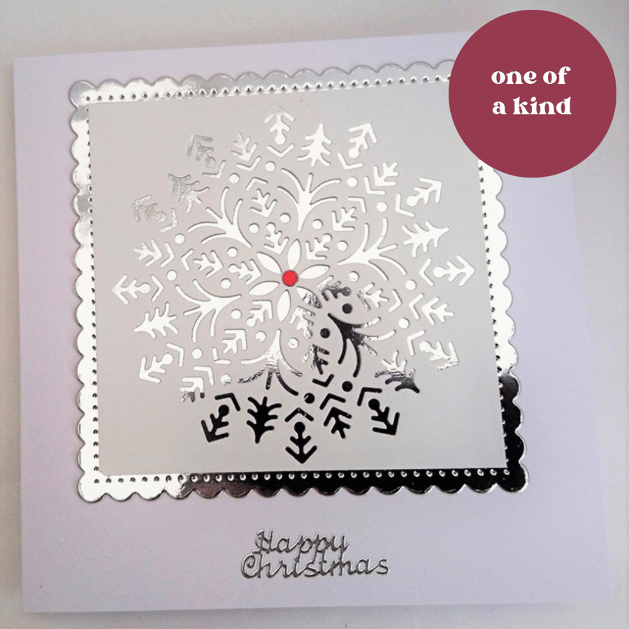 Christmas Card Handmade Elegant Snowflake Design FREE P&P to UK 
