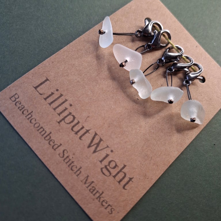 Five sea glass stitch markers for crochet