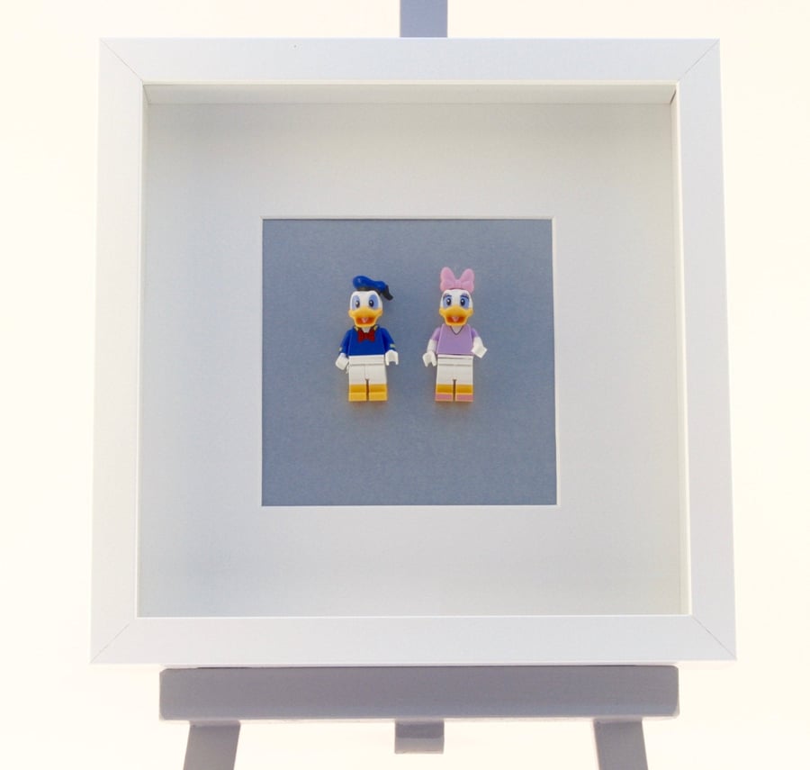  Donald and Daisy Duck  mini Figures framed picture 