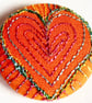 One Inch Badge Heart Fabric Badge with Free Machine Embroidery 