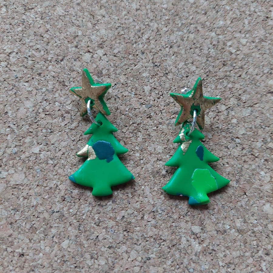 christmas tree stud dangle 
