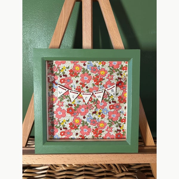 The Ellie: Deep Box Picture Frame with Coral Floral Fabric Design