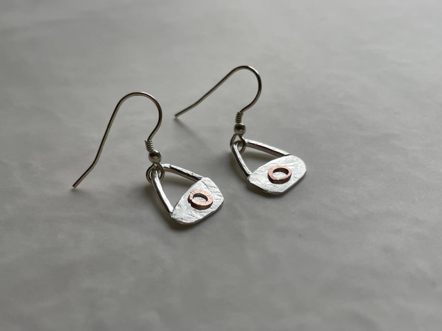Container Earrings - Copper Seeds & Recycled Sterling Silver