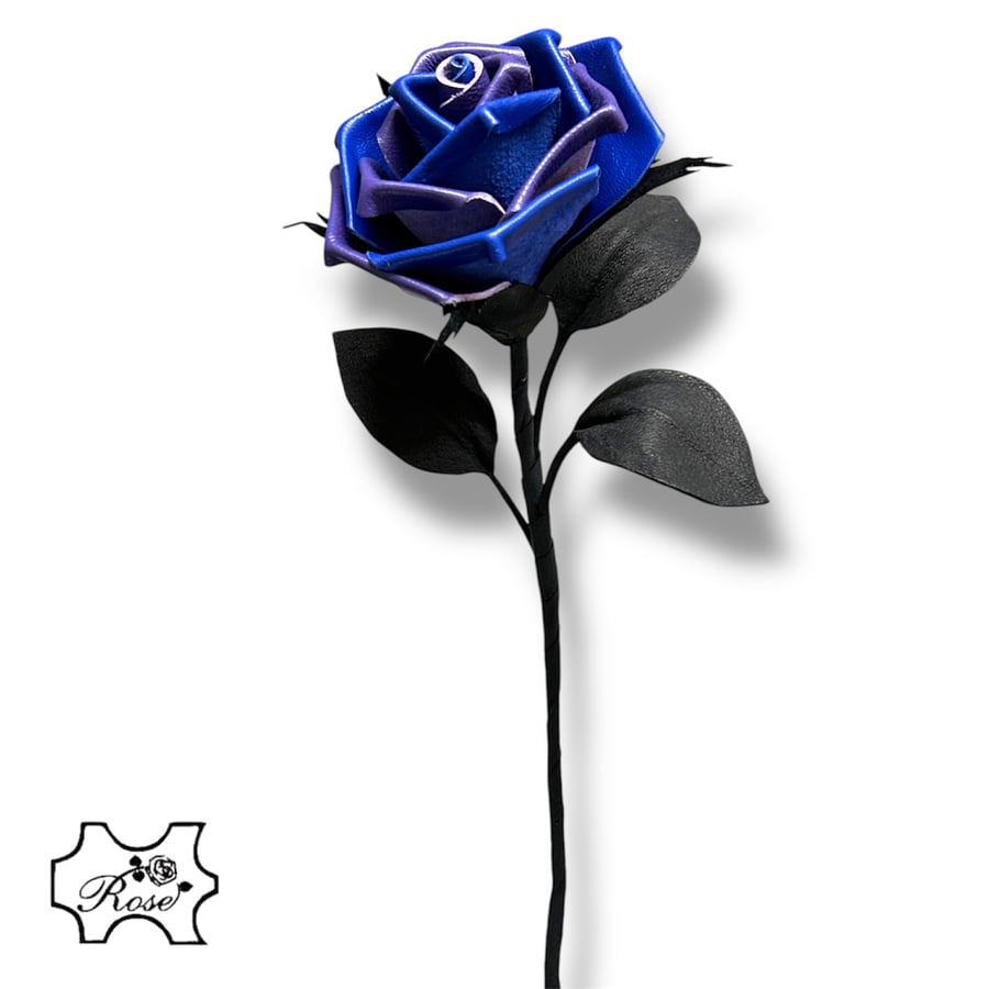 Purple & Blue Leather Rose - Mother’s Day floral leather gift. 