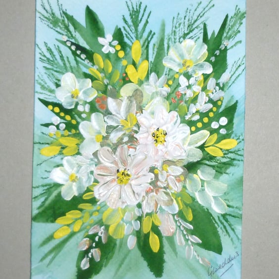 floral impasto mixed media original art painting ( ref FA439 H1)