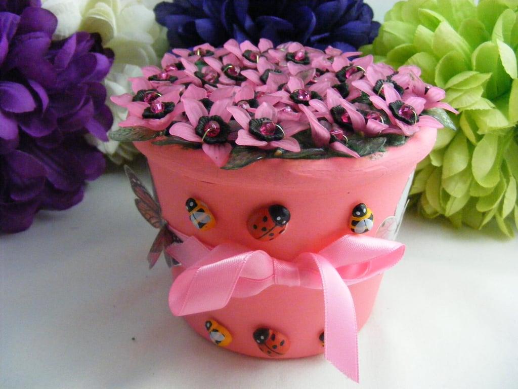 Pink and Black Fuchsia Flower Pot