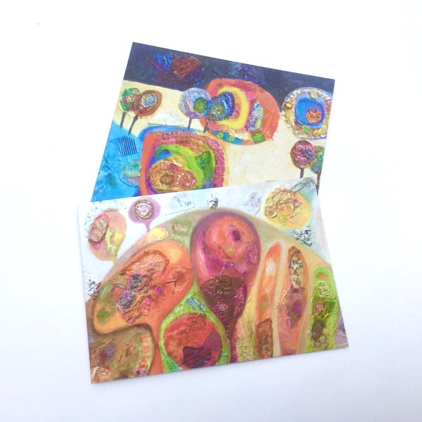 choose any 2 abstract Fine Art greetings cards, blank inside, 