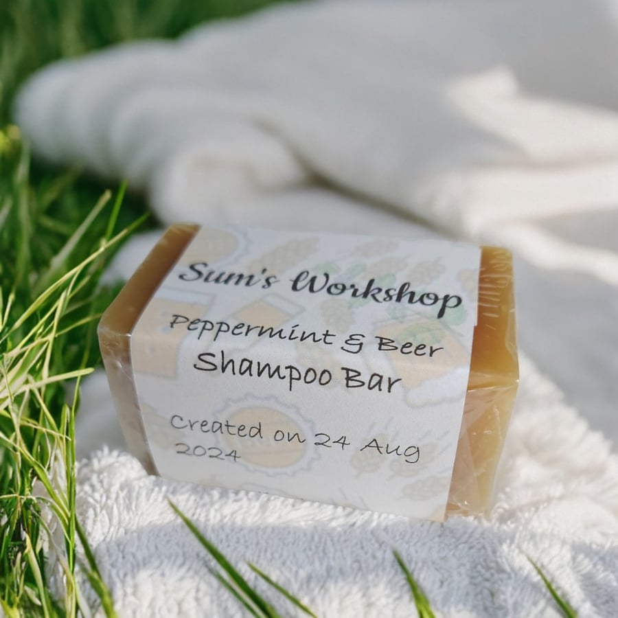 Handmade Peppermint & Beer Shampoo Bar