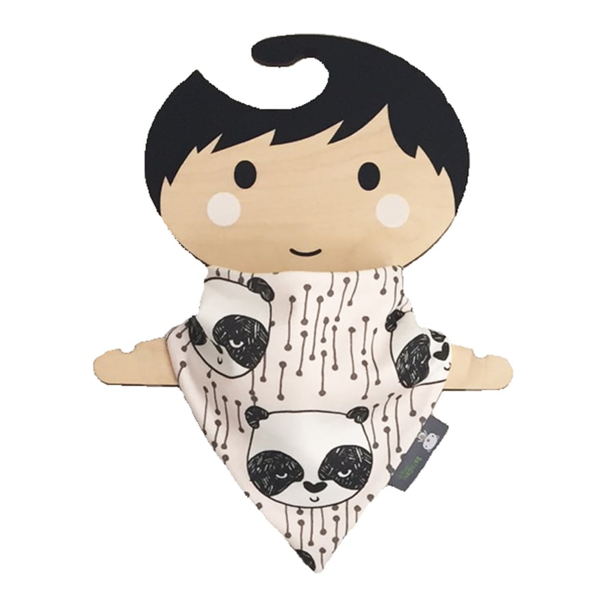 ORGANIC Baby Bandana Dribble Bib in PANDA HEADS Newborn Gift Idea from BellaOski