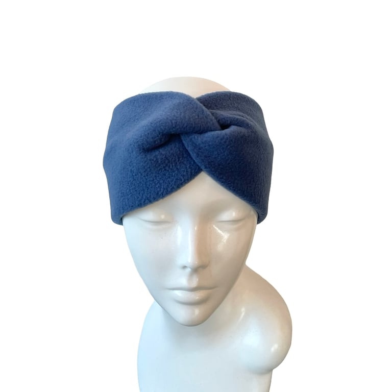 Pastel Blue Fleece Headband Soft Wide Adult Twist Winter Ear Warmer Head Wrap