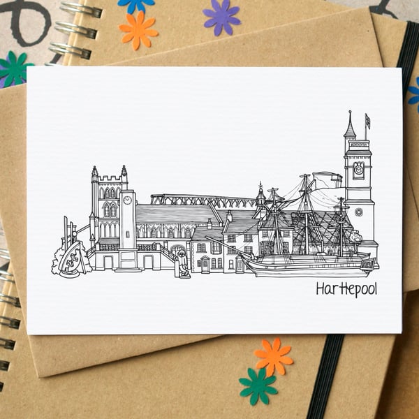 Hartlepool Skyline Greetings Card