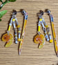 Pencil & Shaving Earrings - Cute Artist Crafts Stationery Dangle Bead Jewellery - Image 1