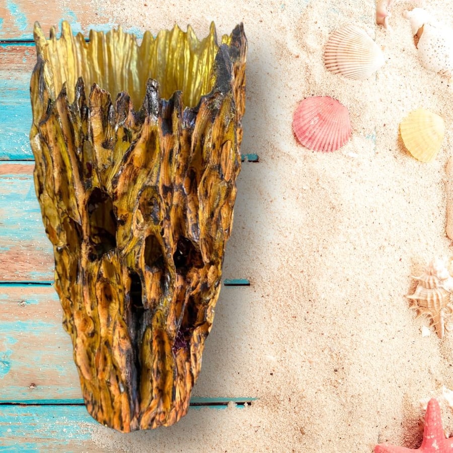 Decorative Wooden Bowl - Coral-Inspired Wood Sculpture - House Warming Present