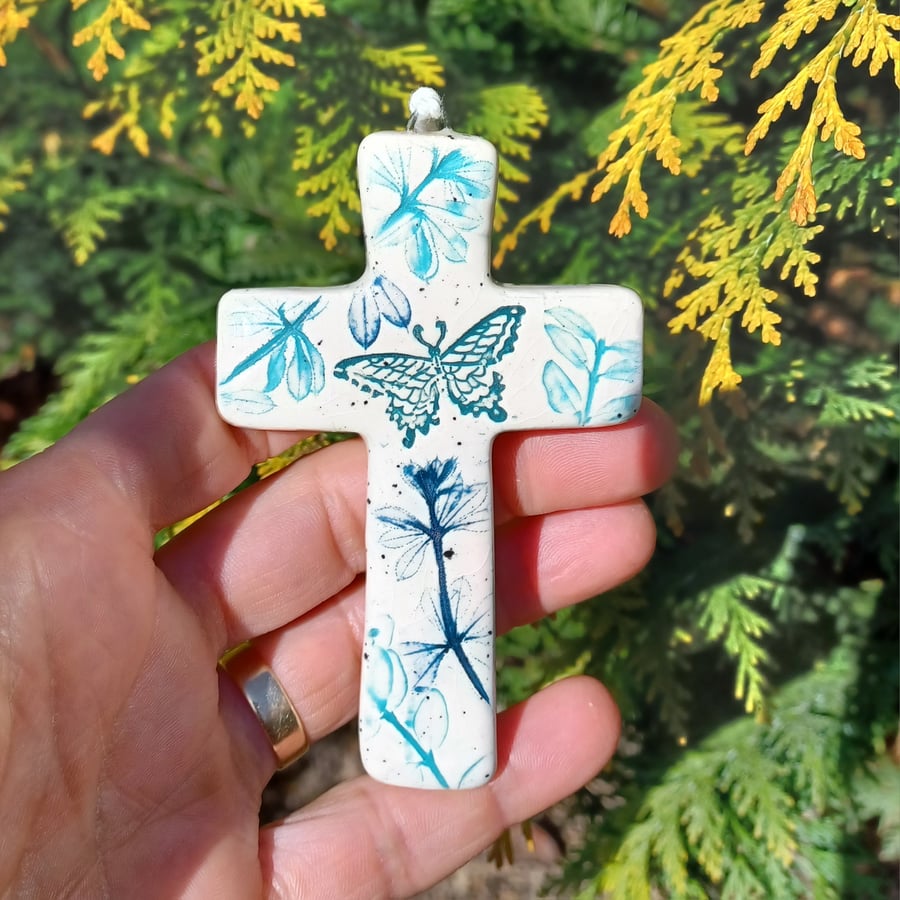 Butterfly, Ceramic Cross Decoration