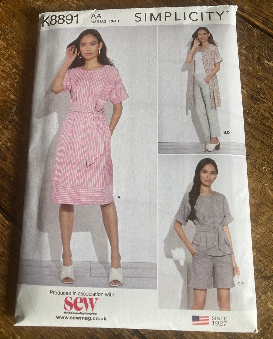 Simplicity K8891 Dress. Top, Shorts and Trousers Paper Pattern 10 - 18
