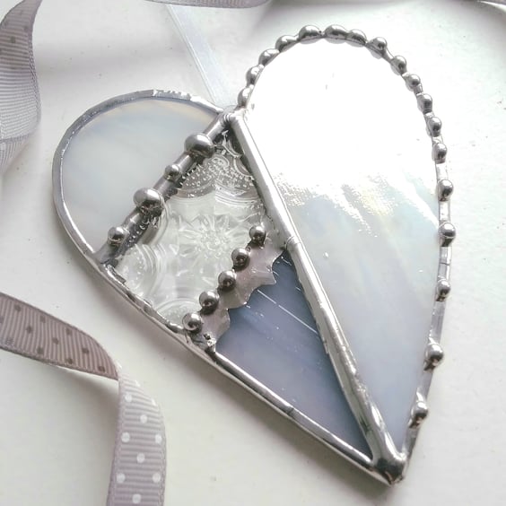 Stained Glass Heart - Iridised White