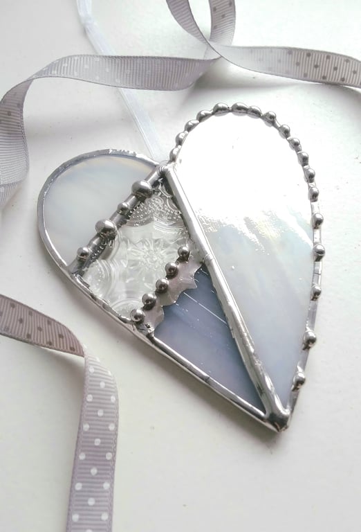 Stained Glass Heart - Iridised White