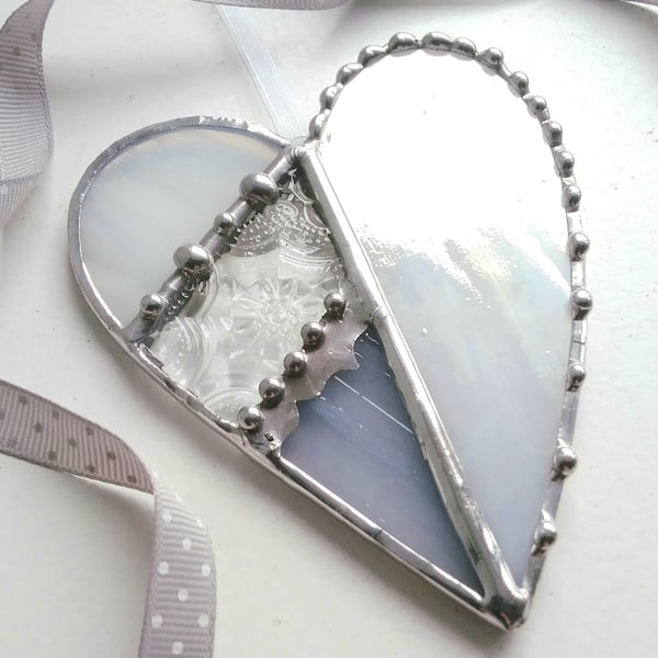 Stained Glass Heart - Iridised White