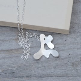 abstract deer necklace in sterling silver