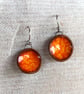 Handmade Ceramic Dangle Earrings, Foraged Bristol Clay, Orange Glaze - Image 9