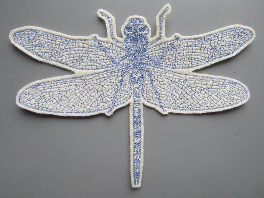 Dragonfly Embroidered Sew on Applique Patch