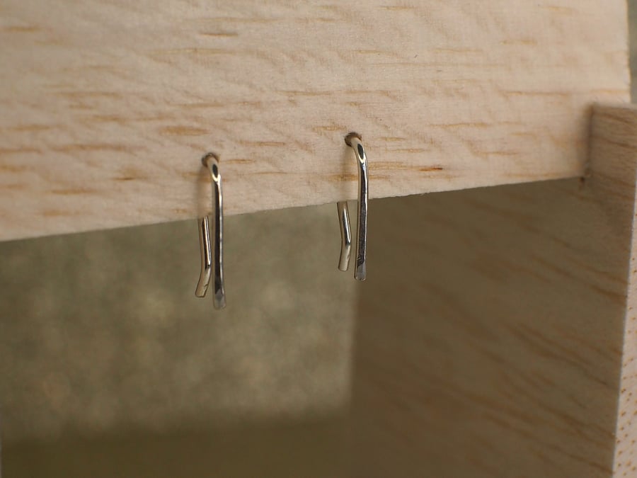 Tiny Sterling Silver Bar Earrings - made to order for you.