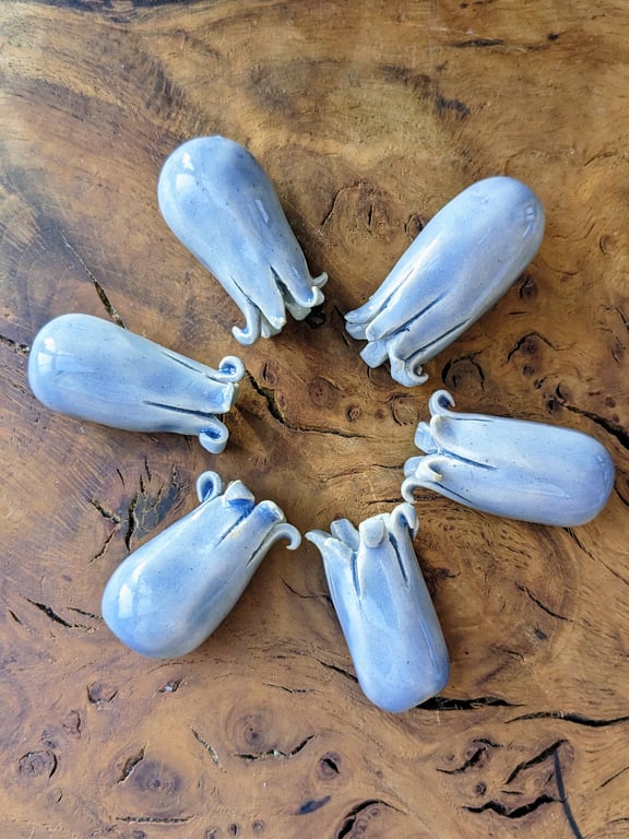 Perfectly Imperfect - Ceramic Bluebell Flowers, Two stems (Three Flowers) 