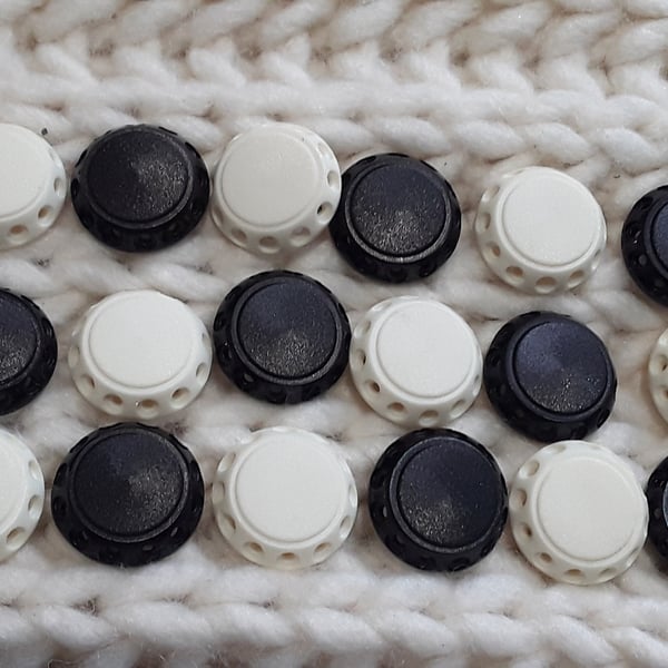 Vintage Casein shank button 36L, 22.4mm 7 8" Cream or Black