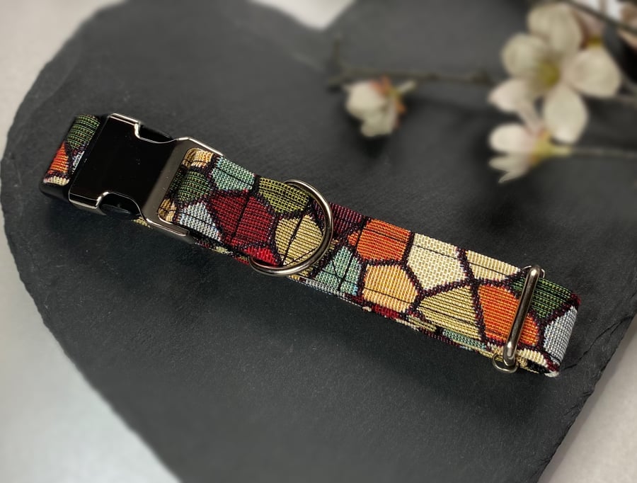 Mosaic Handmade Dog Collar, Quick Release Buckle
