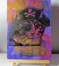 Pirate Cat One off Hand-Pulled Linocut & Gelli Print Pink - Image 2