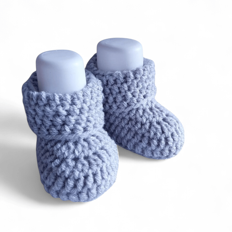 Handmade Silver Grey Crochet Baby Booties, Gender-Neutral Cot Shoes