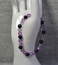 Purple Mermaid Glass and Blue Goldstone Elastic Bracelet