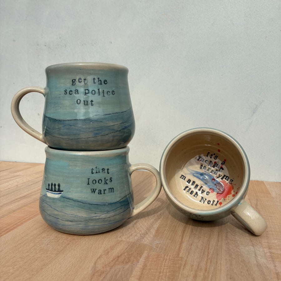 Handmade ceramic mug "sea police"