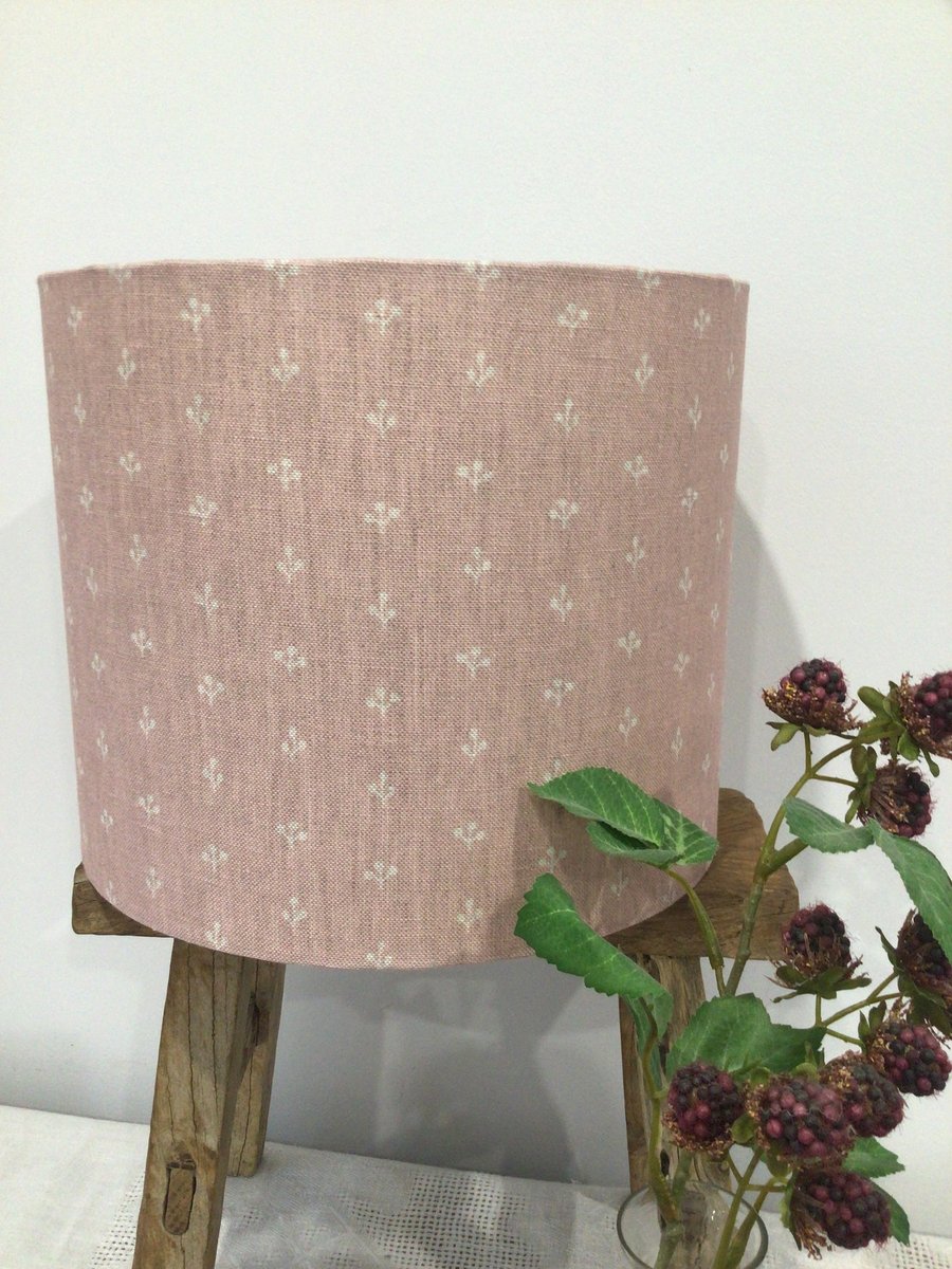 Peony and Sage Lampshade - Sprig in Pink Linen lampshade 25cm drum