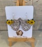 Highland Cow Sunflower Earrings – Cottage core jewellery, summer earrings