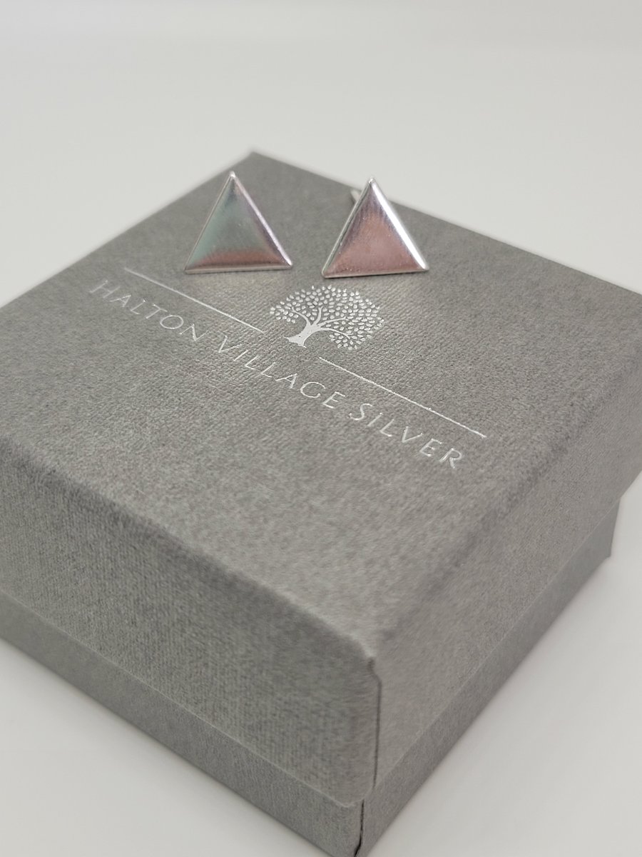 Sterling Silver Triangle Shaped Stud Earrings
