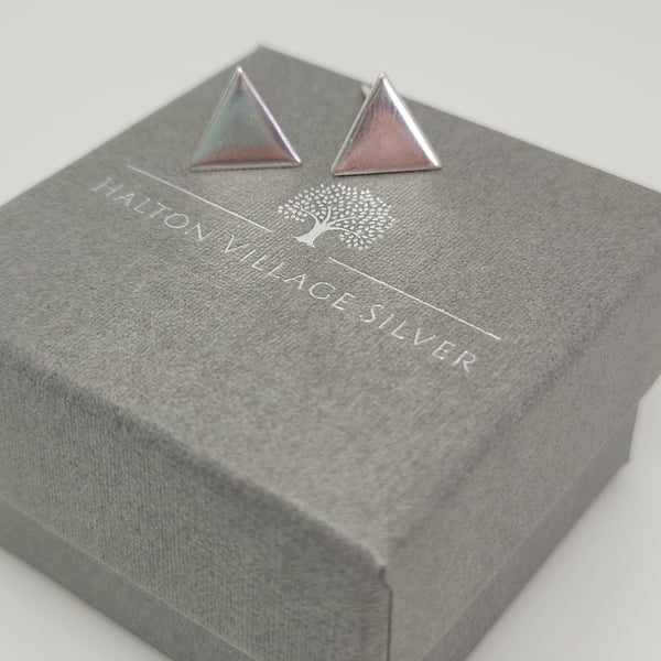 Sterling Silver Triangle Shaped Stud Earrings