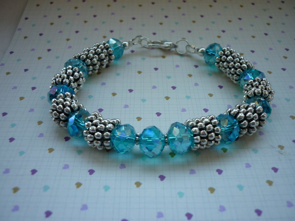AQUA & SILVER BRACELET.  1056
