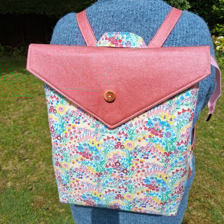 Pink Liberty Shell Garden print backpack