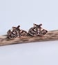 Copper Moth Stud Earrings - Sterling Silver Posts - Image 4