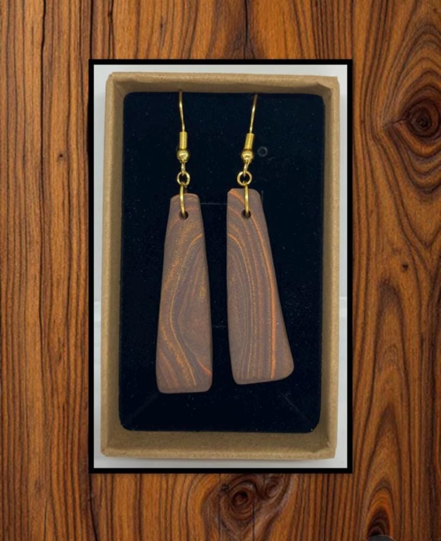 Wood grain lightweight clay earrings