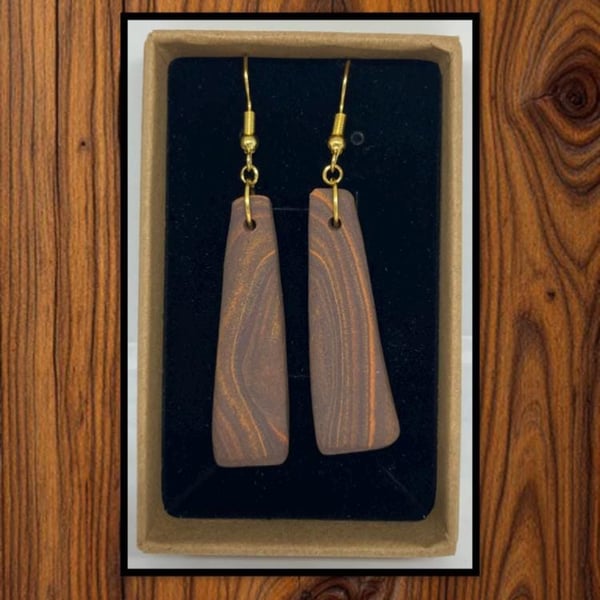 Wood grain lightweight clay earrings