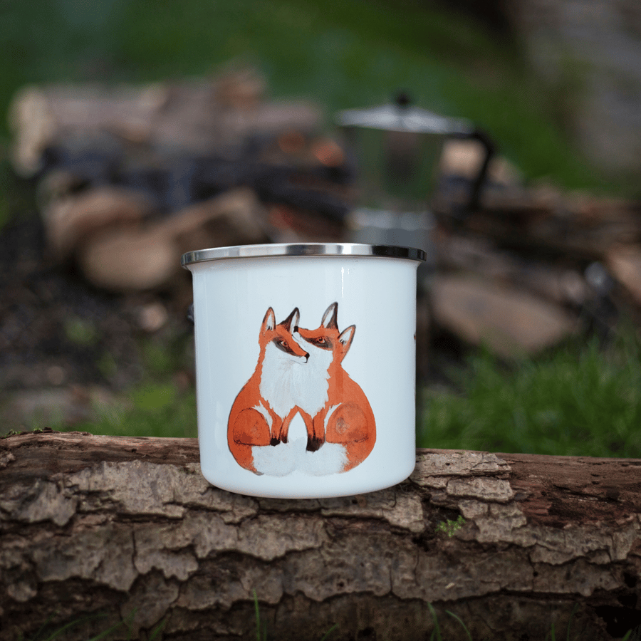 Enamel Mug - Foxes - Valentine Gift