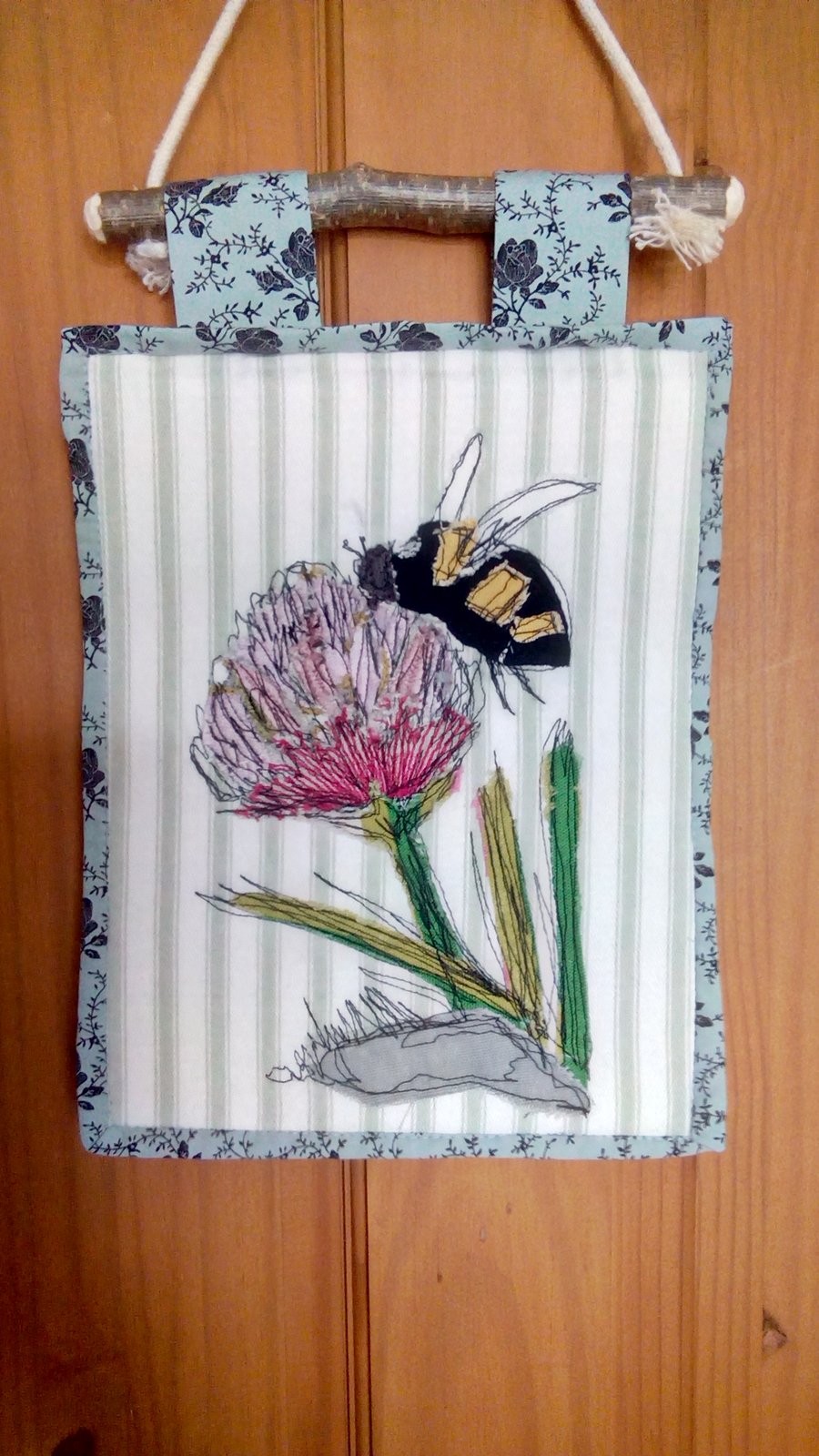 Bee and Flower Mini Quilt Wall Hanging