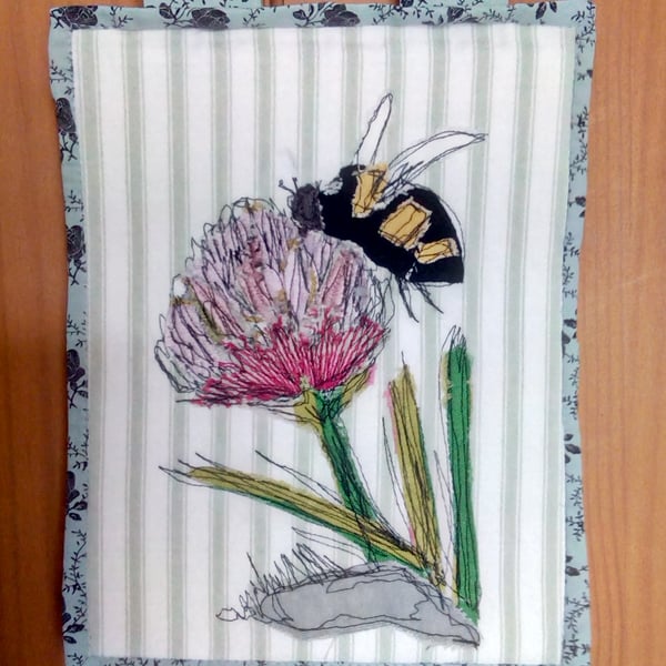 Bee and Flower Mini Quilt Wall Hanging