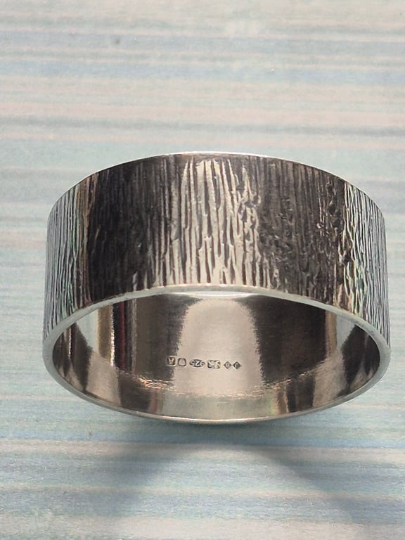 Mens Artisan Jewellery Textured Sterling Silver 925 Ring Full UK  Hallmark
